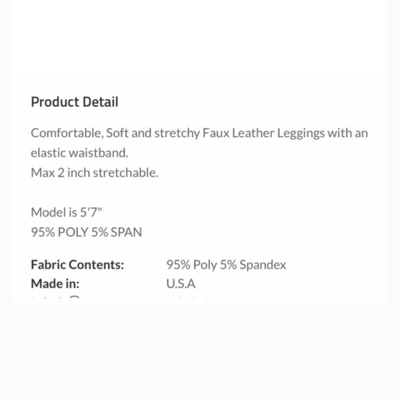 đź–¤VEGAN BLACK FAUX LEATHER LEGGINGSđź–¤Size Small - Picture 5 of 5